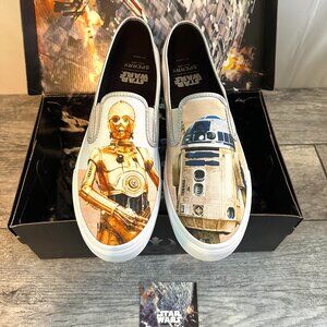 Star Wars Cloud Slip On Shoes White C3PO & R2D2 EUC Men 12M